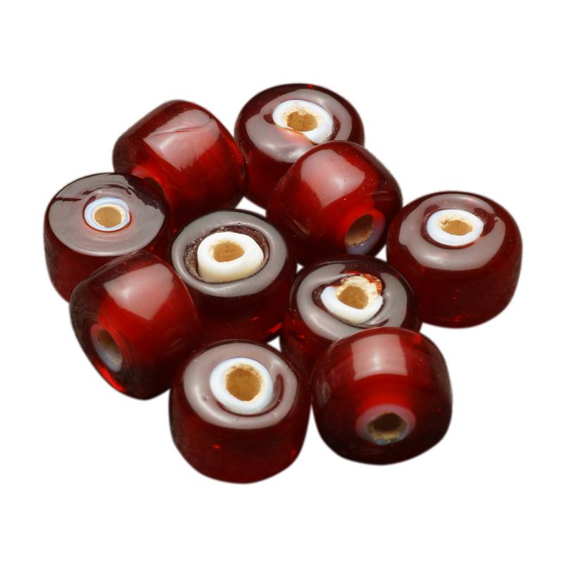 10個売り 大玉 ホワイトハートビーズ レッド（赤） ヴェネチア
