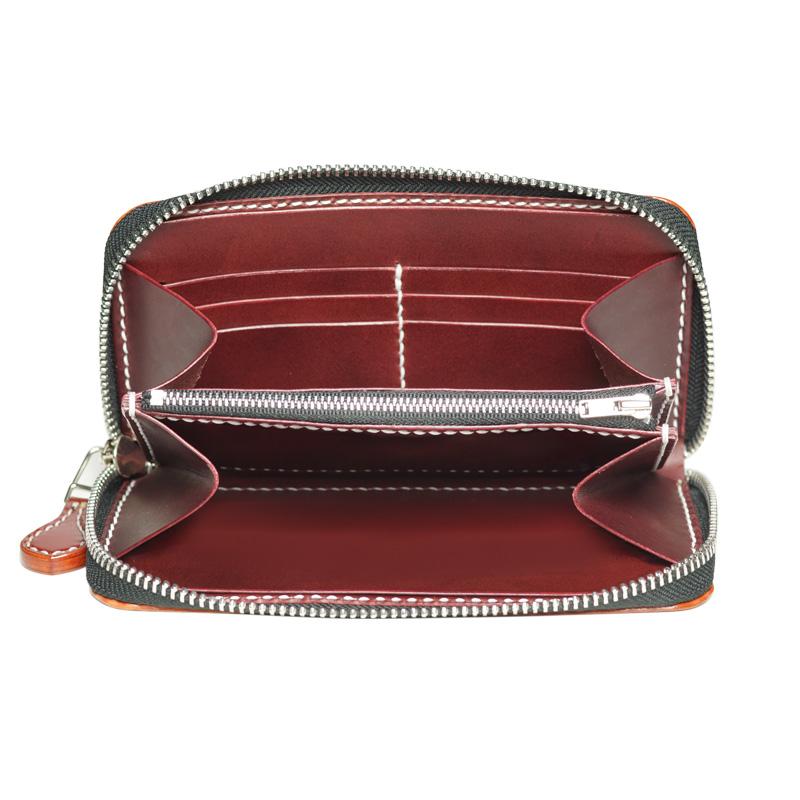 ラウンドジップウォレット コードバン バーガンディ ラウンド