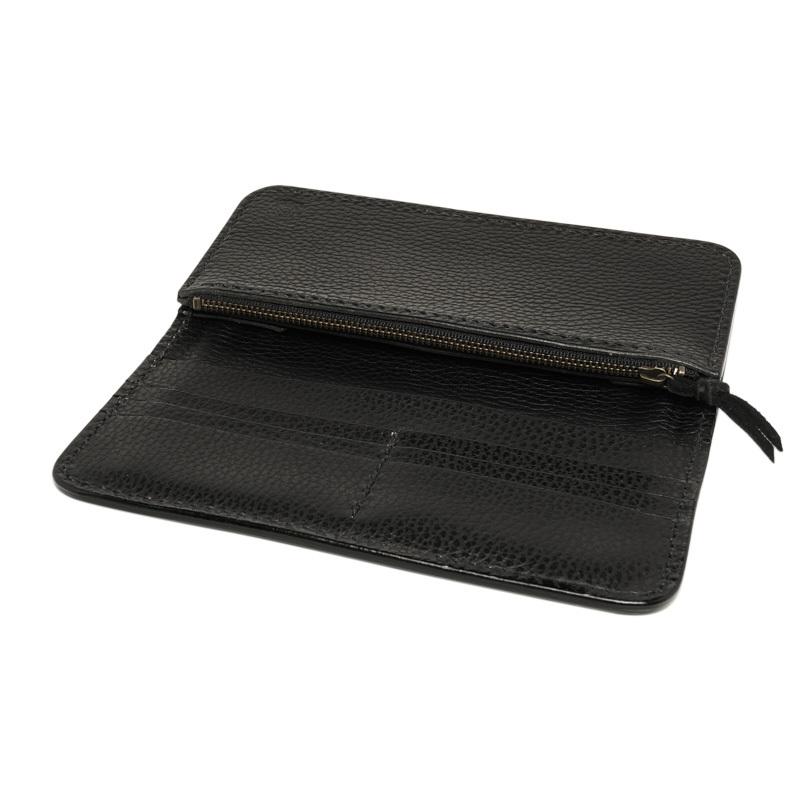 本革 長財布 ロングウォレット ハンドメイド 手縫い ブラック 黒 IDシリーズ ロングウォレット Aタイプ ダブルカット バイカーズ