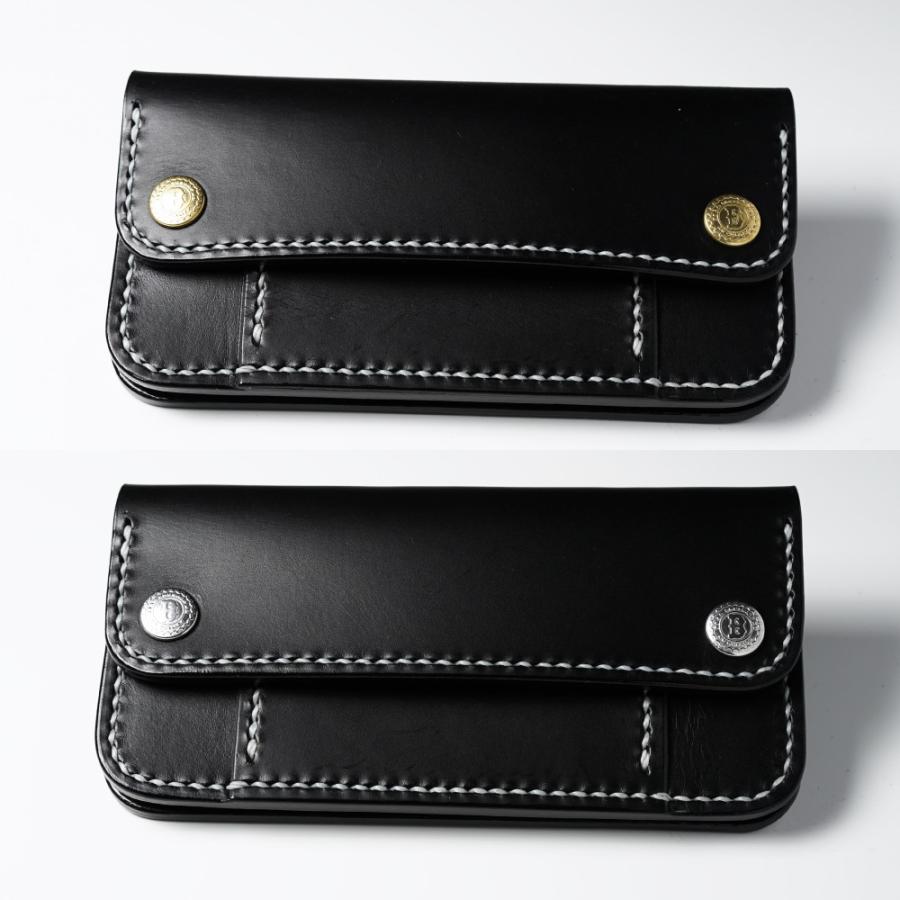 未使用】KC,s バイカーズウォレット　ライダースウォレット　オーストリッチ　黒 バイカーズウォレット 栃木レザー ヌメ革黒 長財布 ライダース