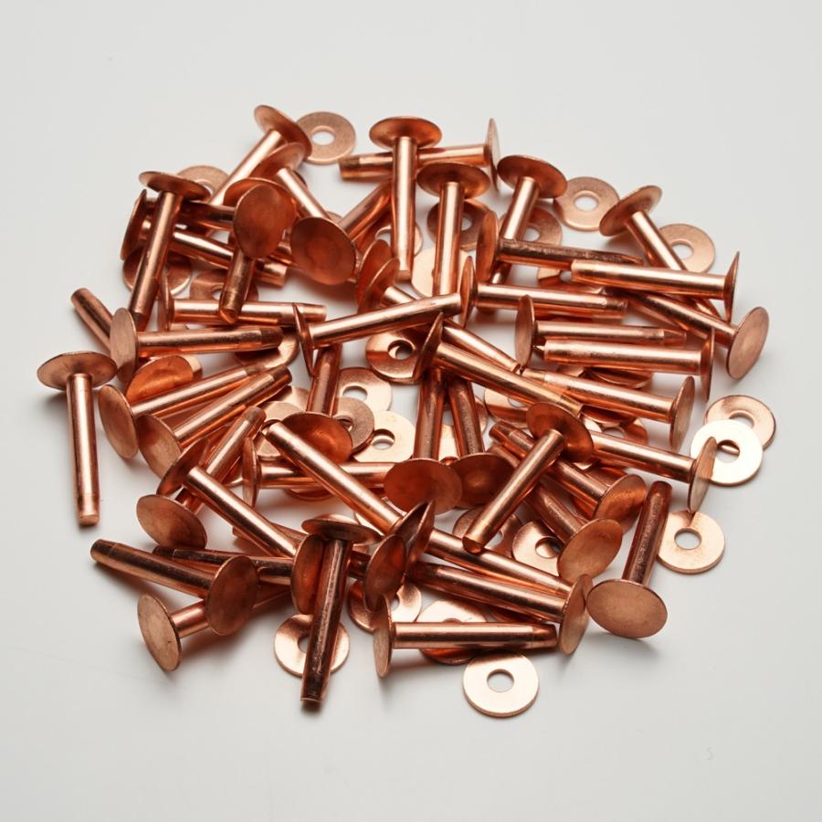 コパーリベット（銅製リベット）（Copper Rivet）#9×1インチ 50セット　レザークラフト 金具 革 かしめる カシメ｜bead-ya