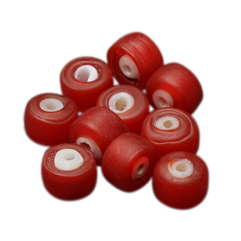 小玉 ホワイトハートビーズ つや消しレッド（赤） 10個売り ヴェネチア