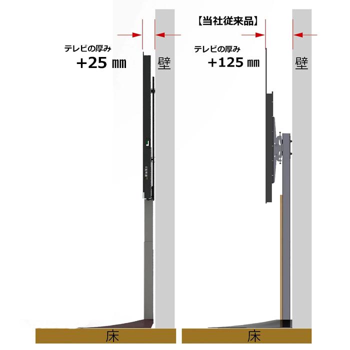テレビスタンド 壁寄せ 77インチ テレビ台 ハイタイプ 壁ピタ 壁寄せテレビ台 ホワイト×ブラウン AMK-2397WD_2