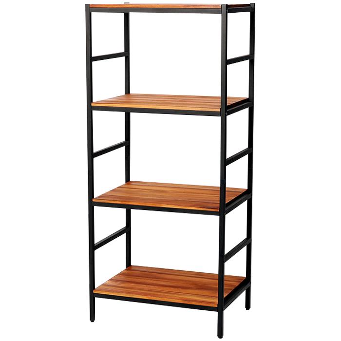 オープンラック 4段 60×40×135cm 木製 オープンシェルフ 収納棚