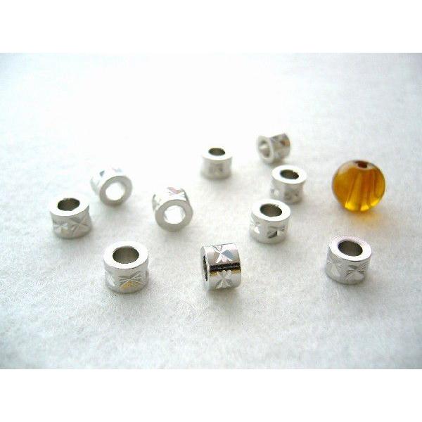 ビーズクラブ ロンデル メタルビーズ 円柱 クリスタルカット 銀 7mm 50 