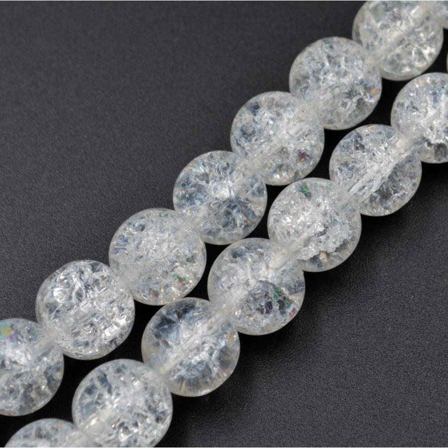 ビーズクラブ 天然石 1連 クラック水晶 クリア ラウンド 10mm  