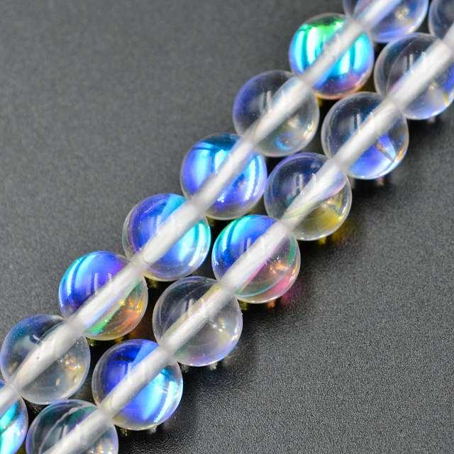 ビーズクラブ アクアオーラ クリア ラウンド 8mm 連売り 透明 オーロラ 