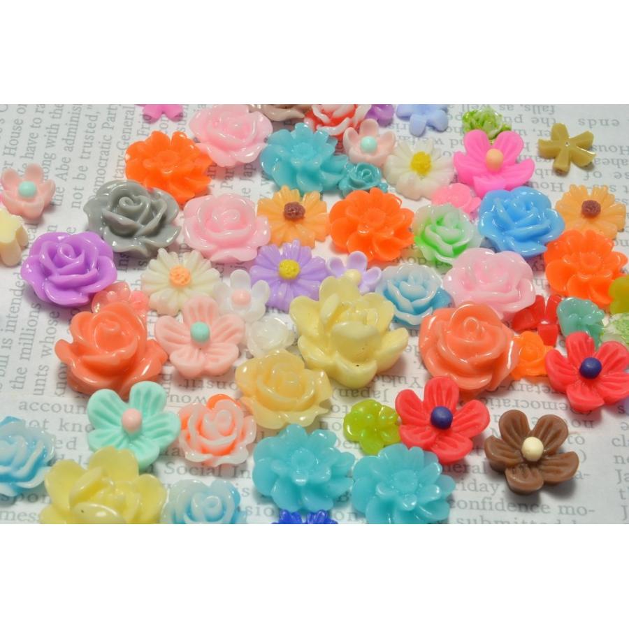 ビーズクラブ アクリル フラワー カボション ミックス アソート 小 約 