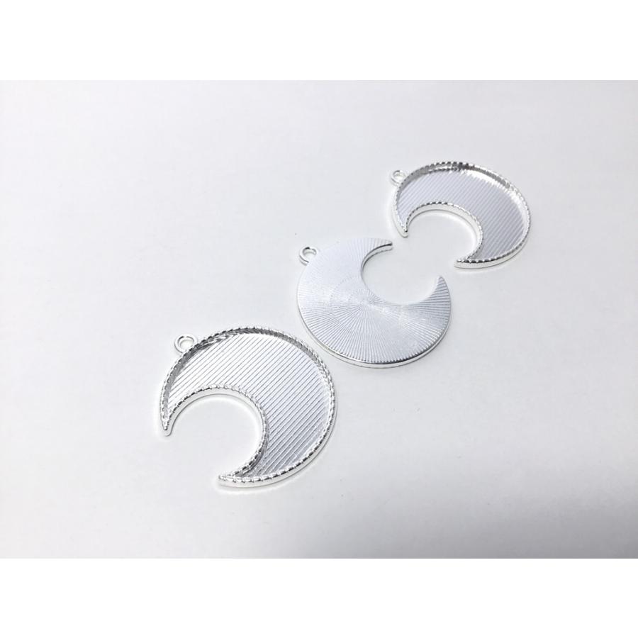 1個 ビーズクラブ レジン ミール皿 三日月 Crescent Moon 古代銀 フレーム 37mm 台座 フレーム メタルパーツ | ビーズクラブ | 01