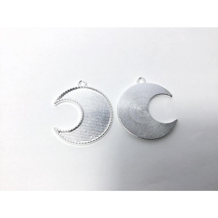 1個 ビーズクラブ レジン ミール皿 三日月 Crescent Moon 古代銀 フレーム 37mm 台座 フレーム メタルパーツ | ビーズクラブ | 02