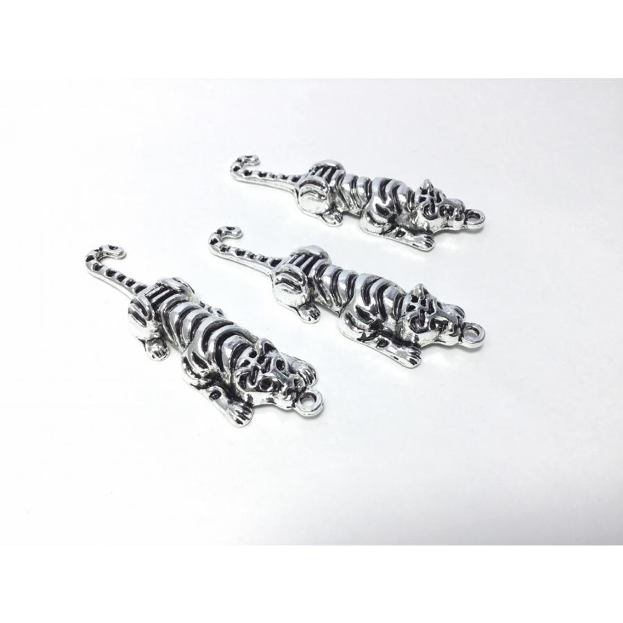 ビーズクラブ 1個 チャーム 虎 タイガー シルバー 60mm パーツ