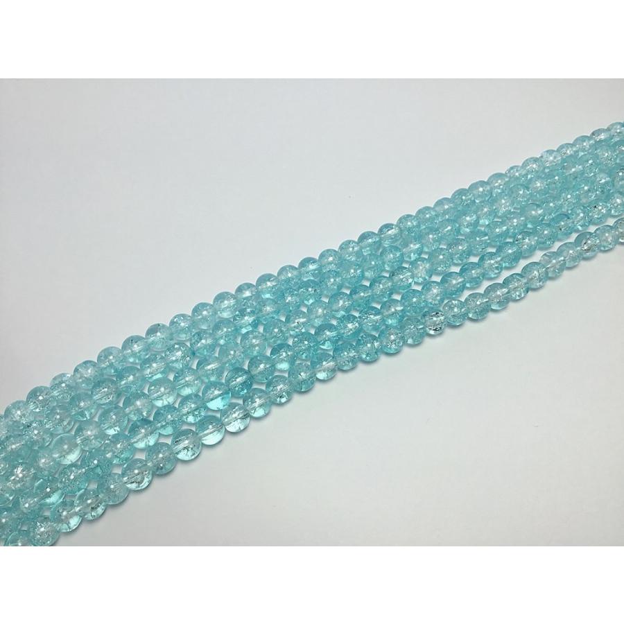 ビーズクラブ クラック水晶 水色 ラウンド 8mm 天然石 連売り