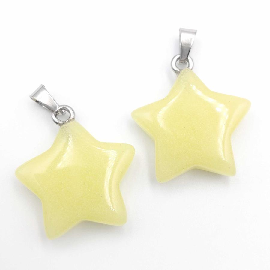 ビーズクラブ ペンダントトップ 蛍光石 星 スター 黄色 27mm 1