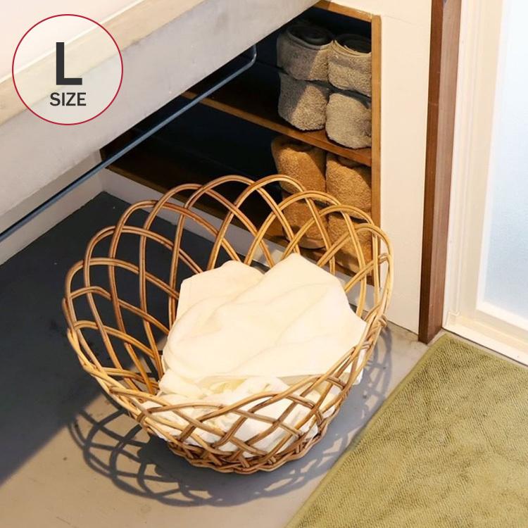 ナチュラル雑貨 シンプル かご 収納 ラタン 籐 天然素材 ランドリー リビング The Arorog アラログ 丸バスケット Lサイズ Bm 042 Rooming 通販 Yahoo ショッピング