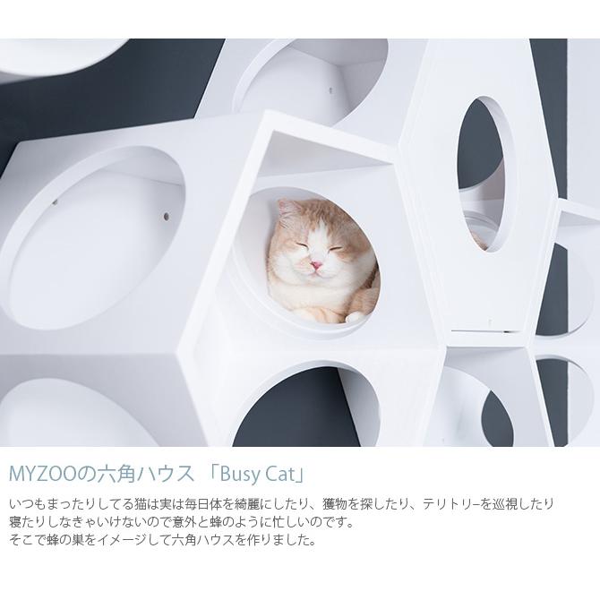 猫 キャットステップ キャットウォーク 六角 ホワイト MYZOO マイズー Busy cat 六角ハウス ホワイト BZVN007の画像