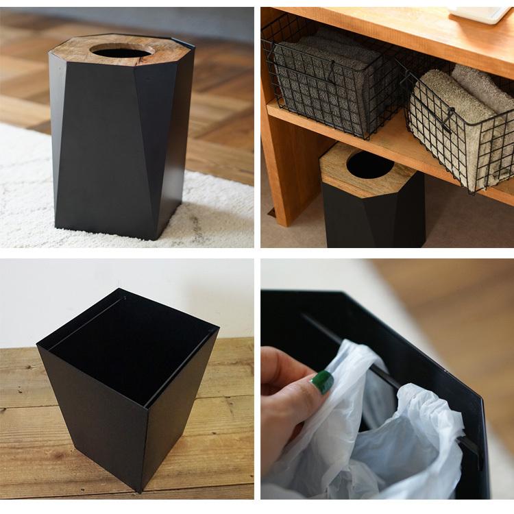 ゴミ箱 ごみ箱 蓋つき 木製 アイアン ヴィンテージ ダストボックス L