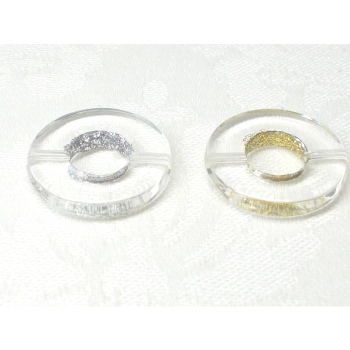 アクリル ラメライン リング １８ＭＭ (通し穴) ２ヶ プラ クリスタル シルバー ゴールド ビーズ アンド パーツ ハンドメイド | 