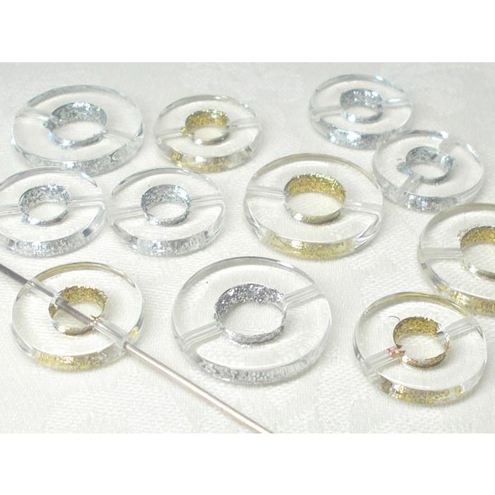 アクリル ラメライン リング １８ＭＭ (通し穴) ２ヶ プラ クリスタル シルバー ゴールド ビーズ アンド パーツ ハンドメイド |  | 07