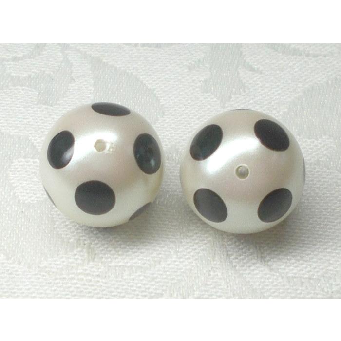 １４ＭＭ 丸 パールドット ビーズ ダルメシアン 柄 ２ヶ アンド パーツ アクセサリー ハンドメード アクリル キスカ ショップ Ｊ４ |  | 01