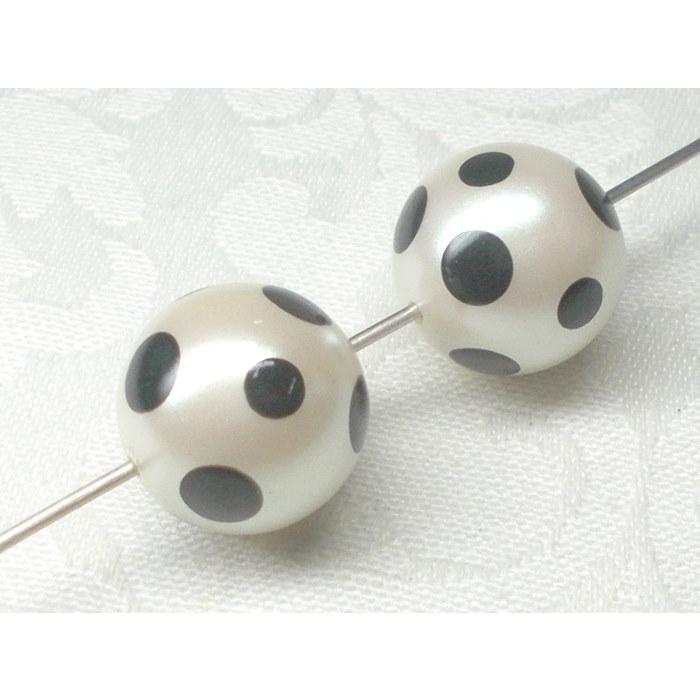 １４ＭＭ 丸 パールドット ビーズ ダルメシアン 柄 ２ヶ アンド パーツ アクセサリー ハンドメード アクリル キスカ ショップ Ｊ４ |  | 02