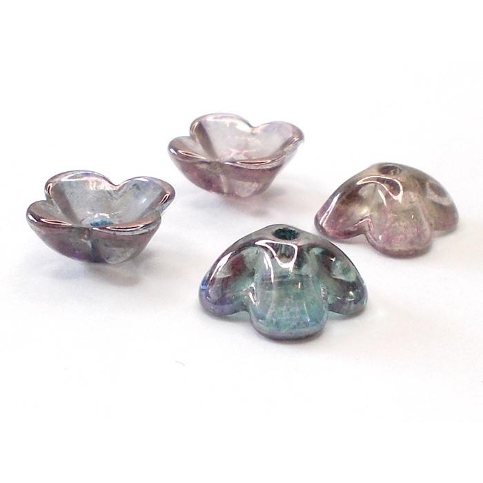 ガラス 4弁花 あやめ 9mm (６ヶ)  ビーズ アンド パーツ フラワー アクセサリー 手芸 ハンドメイド Ｊ４ 花 |  | 01