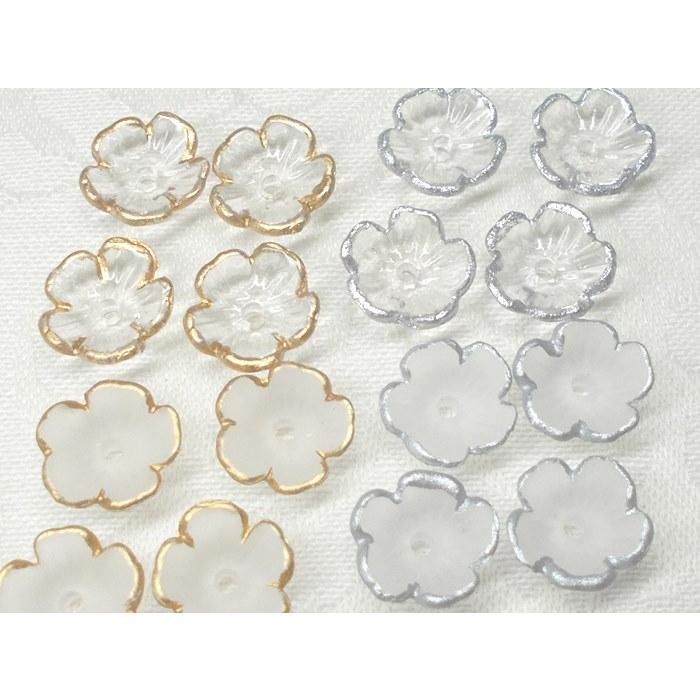 11MM 丸 5弁 4ヶ アクリル フラワー ゴールド シルバー
