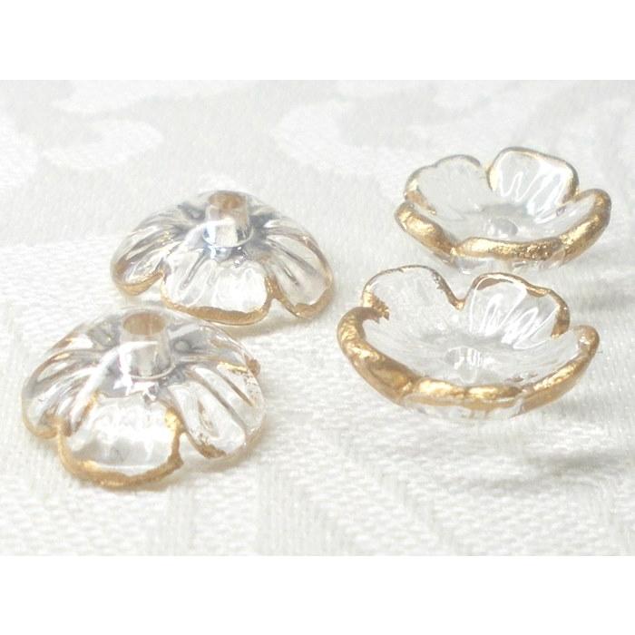 11MM 丸 5弁 4ヶ アクリル フラワー ゴールド シルバー