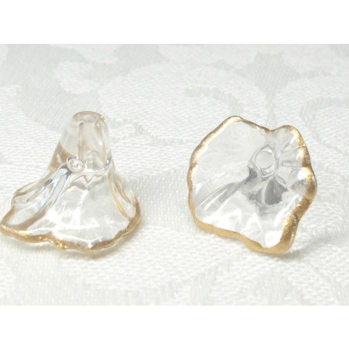 １２ＭＭ １弁 ラン (S) ２ヶ アクリル フラワー ゴールド シルバー ライン ビーズ アンド パーツ アクセサリー 花 びら クリスタル フロスト ハナ |  | 01