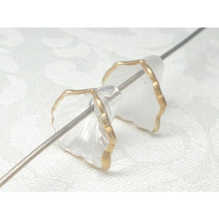 １２ＭＭ １弁 ラン (S) ２ヶ アクリル フラワー ゴールド シルバー ライン ビーズ アンド パーツ アクセサリー 花 びら クリスタル フロスト ハナ |  | 09