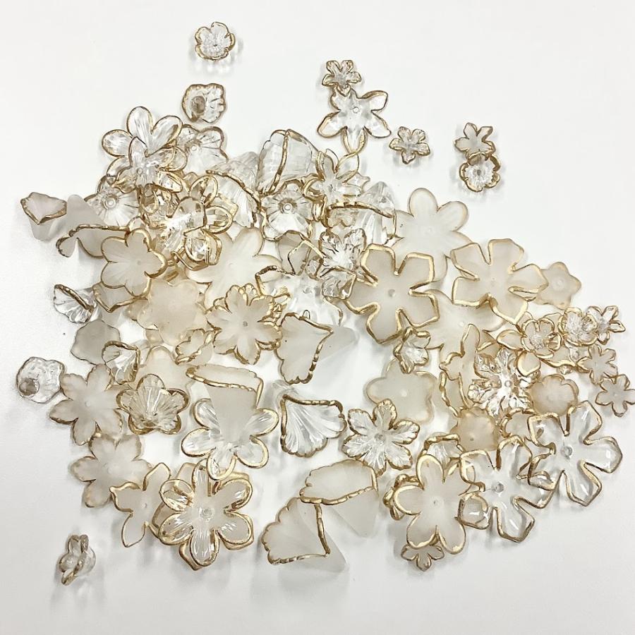 25MM 6弁 キク 2ヶ アクリル フラワー ゴールド シルバー