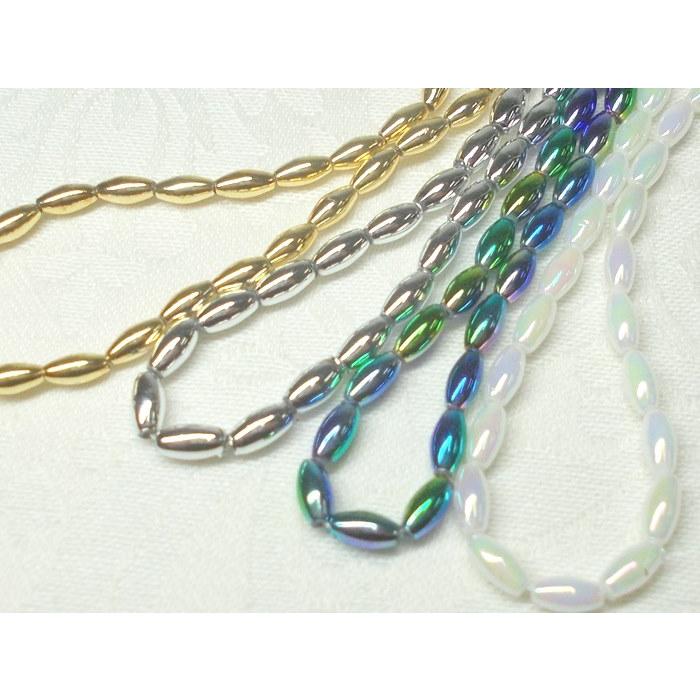 ミニ ナツメ ビーズ ３Ｘ６ＭＭ (約32ヶ) アンド パーツ アクセサリー ゴールド シルバー メタル オーロラ カラー ハンドメード ショップ Ｊ４ | 