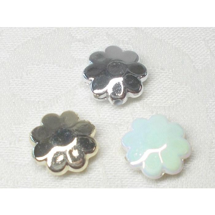 売切り 花 １３ＭＭ １０ヶ メタル カラー ＆ オーロラ アクリル ビーズ アンド パーツ アクセサリー シルバー ゴールド | 
