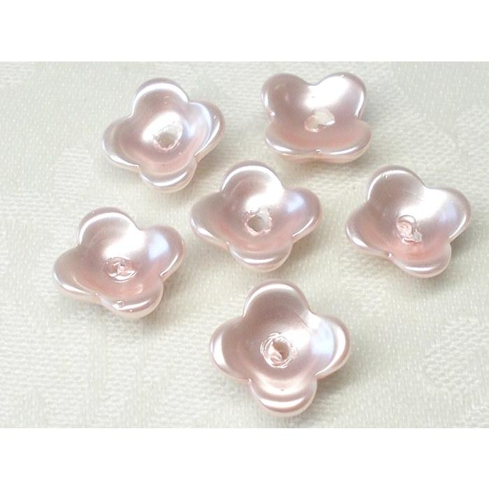パール ガラス 4弁花 9mm (６ヶ)  ビーズ アンド パーツ フラワー アクセサリー 手芸 ハンドメイド Ｊ４ 花 |  | 01