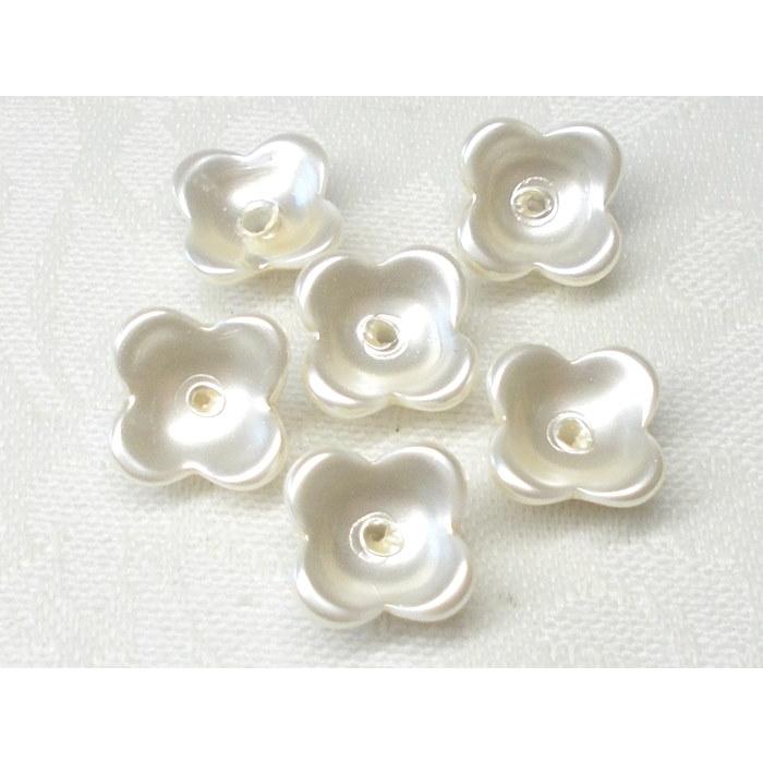 パール ガラス 4弁花 9mm (６ヶ)  ビーズ アンド パーツ フラワー アクセサリー 手芸 ハンドメイド Ｊ４ 花 |  | 02