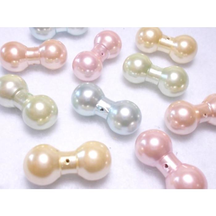 パール ダンベル ロンデル 10×21mm 10ヶ ビーズ アンド パーツ アクセサリー スズマル ハンドメイド Ｊ４ ファルファーレ プラ ビーズショップ 日本製 | 