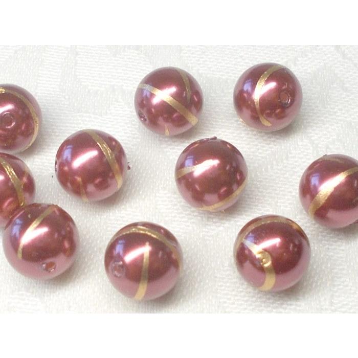 ８ＭＭ パール １０ヶ ゴールド ＆ シルバー ライン ビーズ アンド パーツ 真珠 プラ ラウンド ハンドメイド Ｊ４ アクリル アクセサリー |  | 05