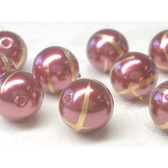 ８ＭＭ パール １０ヶ ゴールド ＆ シルバー ライン ビーズ アンド パーツ 真珠 プラ ラウンド ハンドメイド Ｊ４ アクリル アクセサリー |  | 17