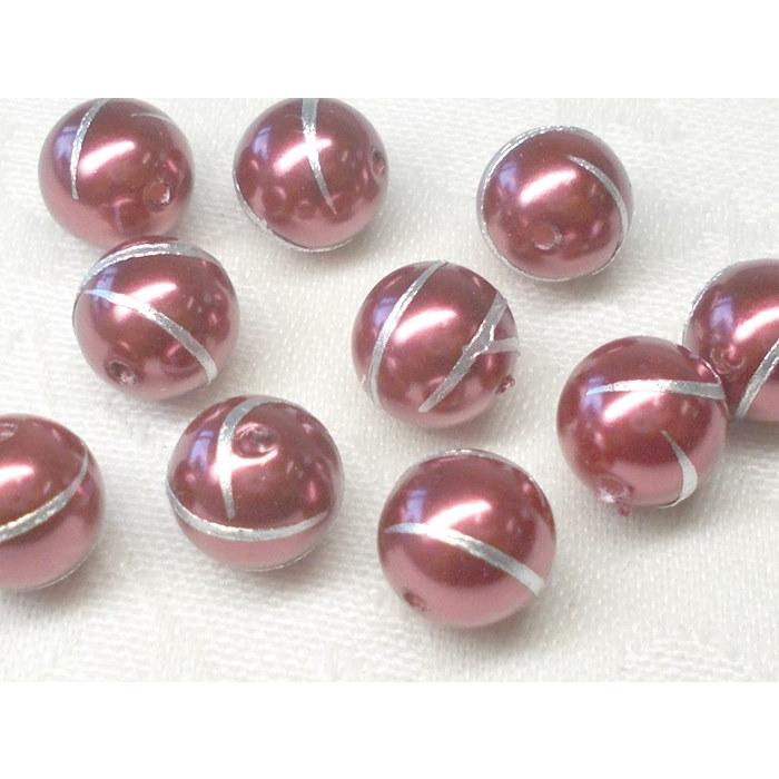 ８ＭＭ パール １０ヶ ゴールド ＆ シルバー ライン ビーズ アンド パーツ 真珠 プラ ラウンド ハンドメイド Ｊ４ アクリル アクセサリー |  | 06