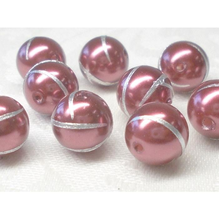 ８ＭＭ パール １０ヶ ゴールド ＆ シルバー ライン ビーズ アンド パーツ 真珠 プラ ラウンド ハンドメイド Ｊ４ アクリル アクセサリー |  | 18
