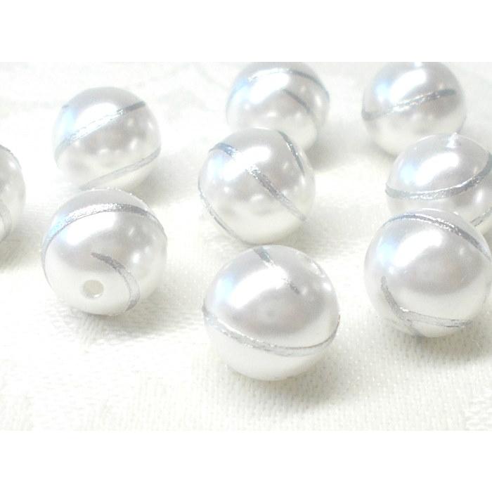 ８ＭＭ パール １０ヶ ゴールド ＆ シルバー ライン ビーズ アンド パーツ 真珠 プラ ラウンド ハンドメイド Ｊ４ アクリル アクセサリー |  | 13