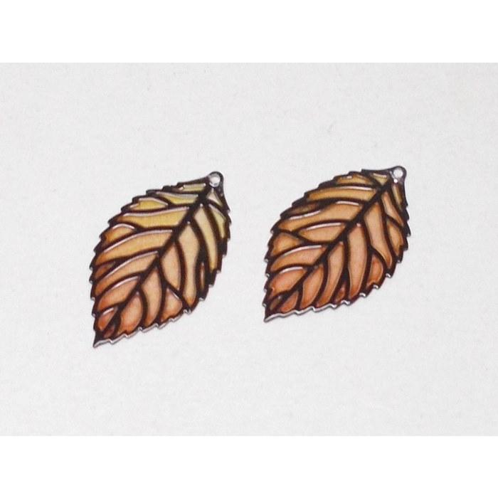 ステンドグラス 調 メタル パーツ リーフ (S) 13X23ｍｍ (2ケ) |  | 01