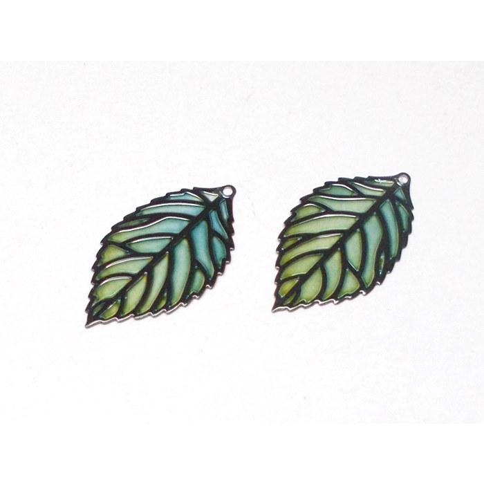 ステンドグラス 調 メタル パーツ リーフ (S) 13X23ｍｍ (2ケ) |  | 03