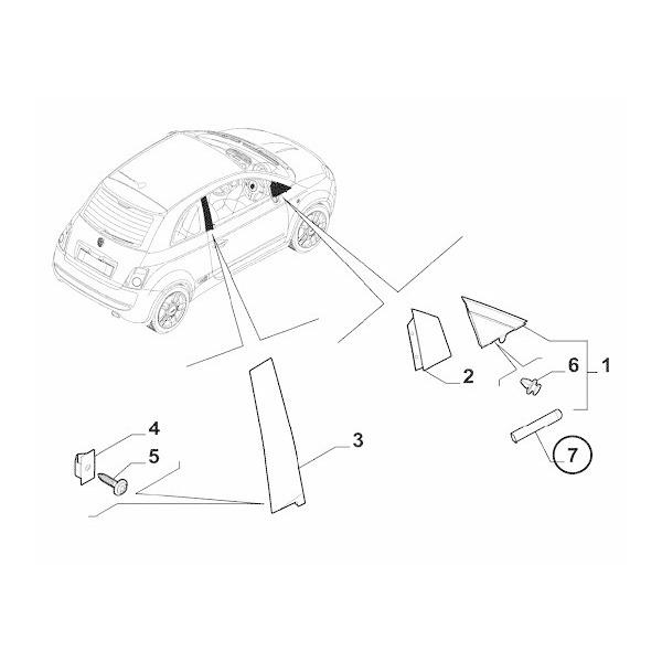 FIAT（フィアット） 純正 Aピラーモール 右側 メッキ付 52093008 FIAT 500 : ビオリー - 通販 - Yahoo!ショッピング