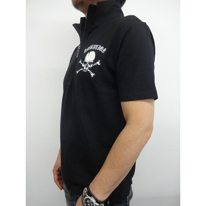 今季一番 ちょい悪 ワイルド おとこのブランド ビーアンビション Be Ambition スカル クロス刺繍 Zipup 半袖tシャツ Size M L Xl Xxl ポロシャツ カラー スカイブルー Primebusinesscards Com