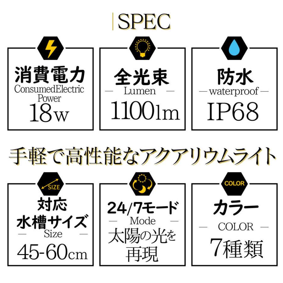 アクアリウム LEDライト 1000lm 水槽 自動 調色 調光 タイマー付 防水