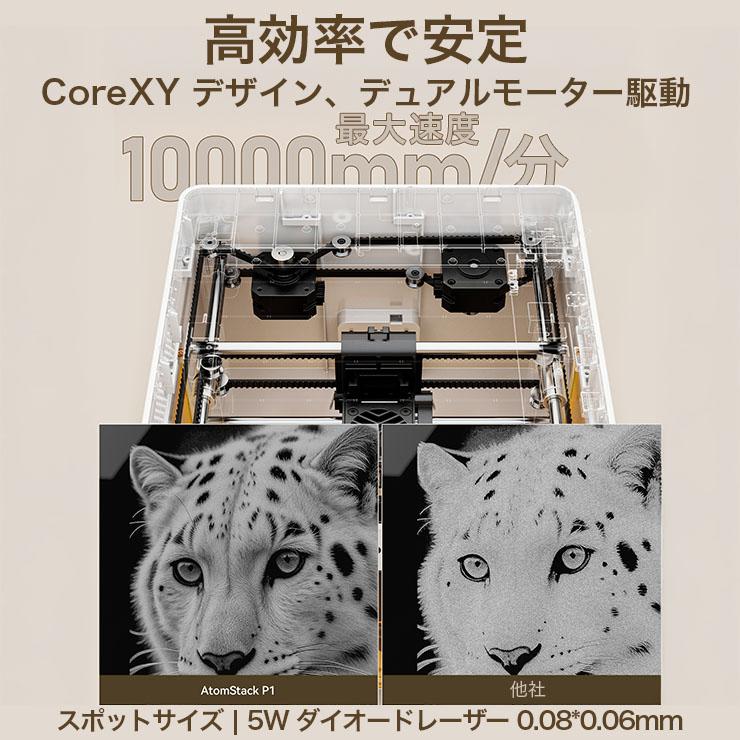 ATOMSTACK P1 5W レーザー彫刻機 カッター機能付き モノコック一体型 クラス1安全認証 10000mm/分 高速処理 木材・皮革・金属対応 | Beamtec | 08