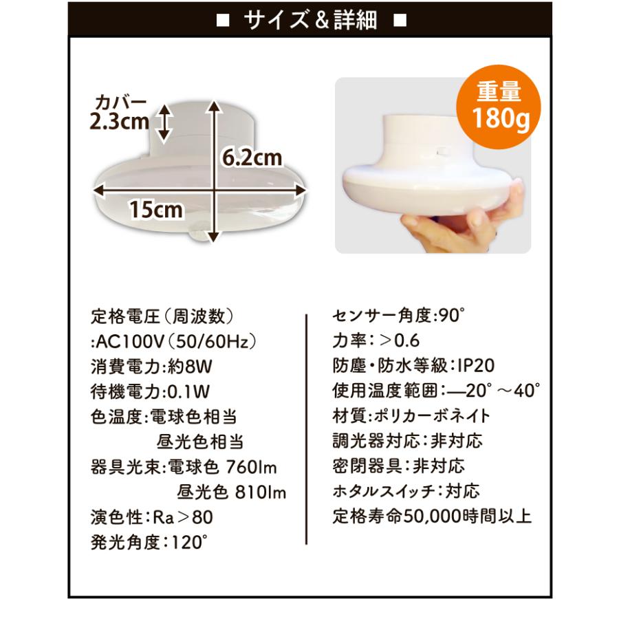 シーリングライト LED 人感センサー ライト 屋内 室内 コンパクト 小型 薄型 工事不要 洋室 和室 玄関 脱衣所 洗面所 廊下 通路 CL-SS08R | Beamtec | 17