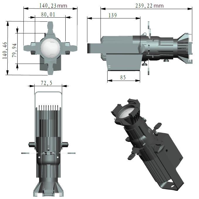 スポットライト ゴボプロジェクター ソースフォー ミニ source 4 Mini LED ゴボ Gobo Profile 手動 調光 つまみ 小型 | Beamtec | 01