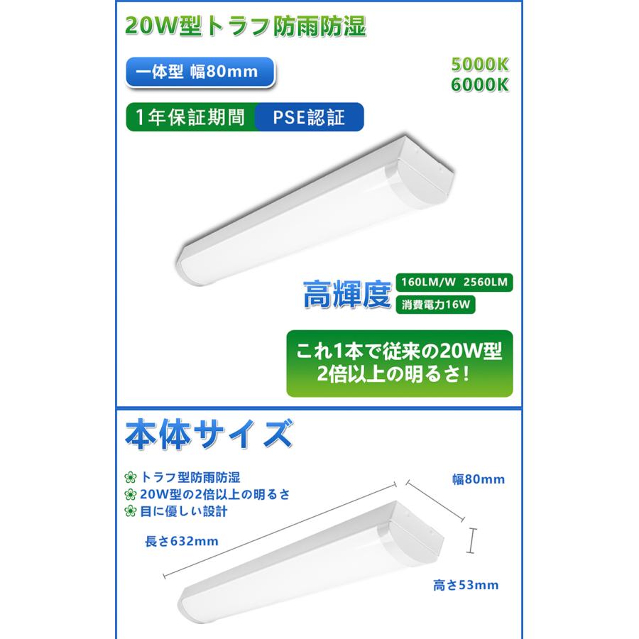 LED蛍光灯 20W 20形 直管 器具 照明器具 一体型 ベースライト トラフ