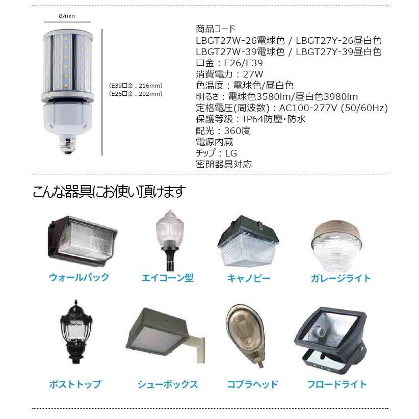 LED 水銀ランプ 135W 相当 E26 E39 防水 密閉型器具対応 LED コーンライト 照射角360度 LEDライト 街路灯 防犯灯 水銀灯 コーン型 水銀灯交換用 | Beamtec | 12
